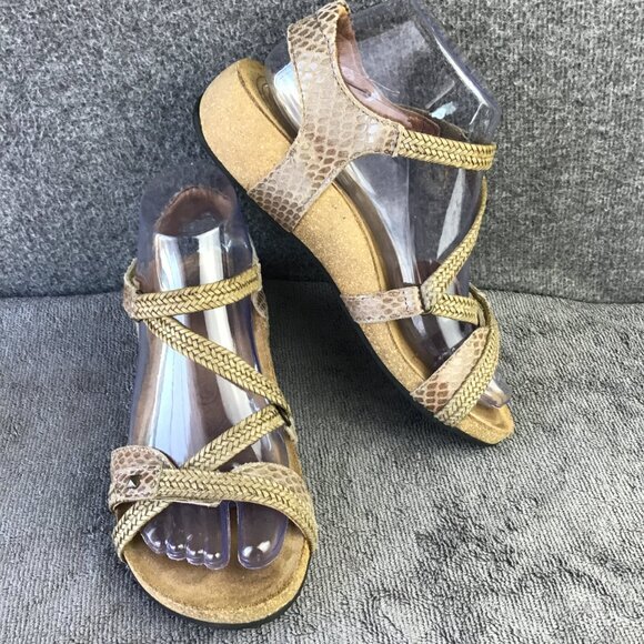 Taos Footwear Shoes - TAOS Trulie Snake Print Tan Leather Open‎ Toe Ankle Strap Sandals EU 37|US 6-6.5
